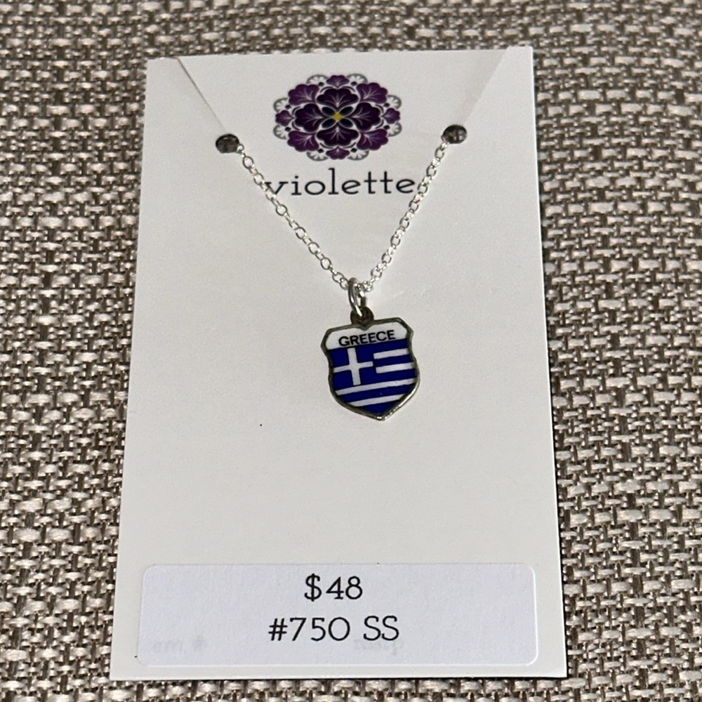 Handmade by Violette Grace Euro Travel Charm Necklace Greece #750